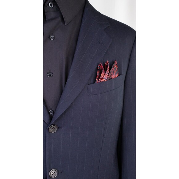 CHAPS Ralph Lauren Mens Blazer Navy Pin Stripe Sz 42s Jack Sports Coat 3 Button - Picture 5 of 14